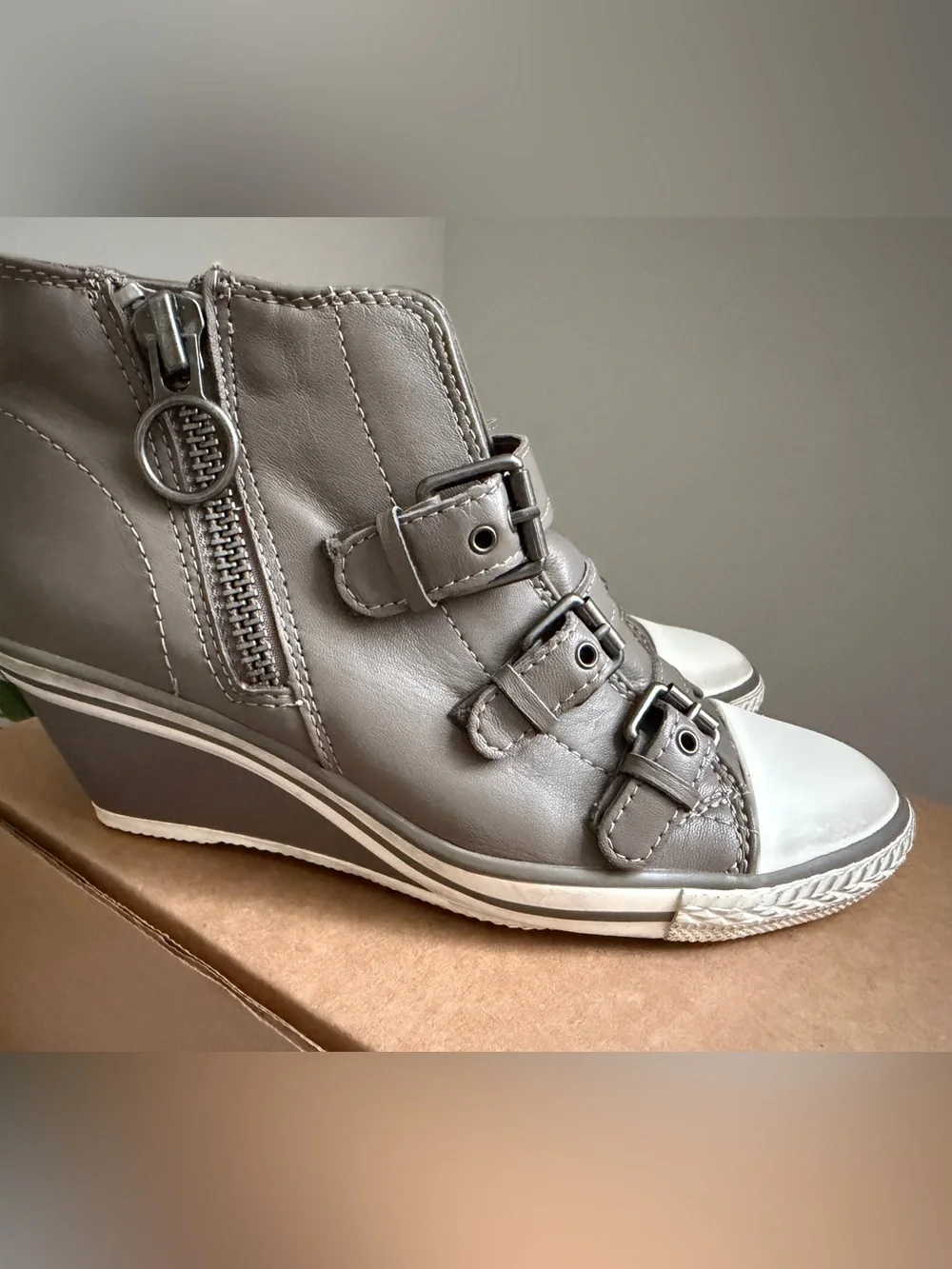 Ash Thelma Wedge High-Top Sneakers with Buckle Straps